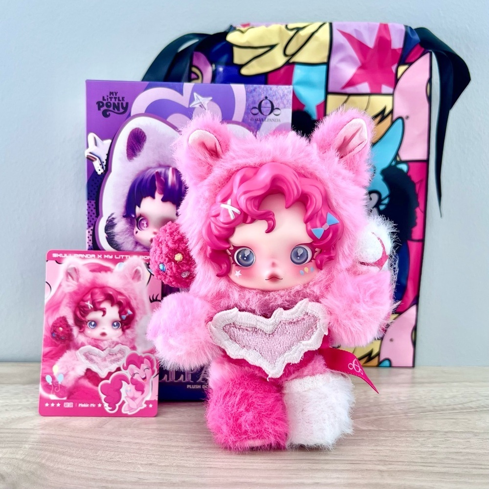 Pop Mart SKULLPANDA x My Little Pony Plush Doll Pendant - Pinkie Pie